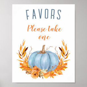Blue Pumpkin Baby Shower Favours Sign