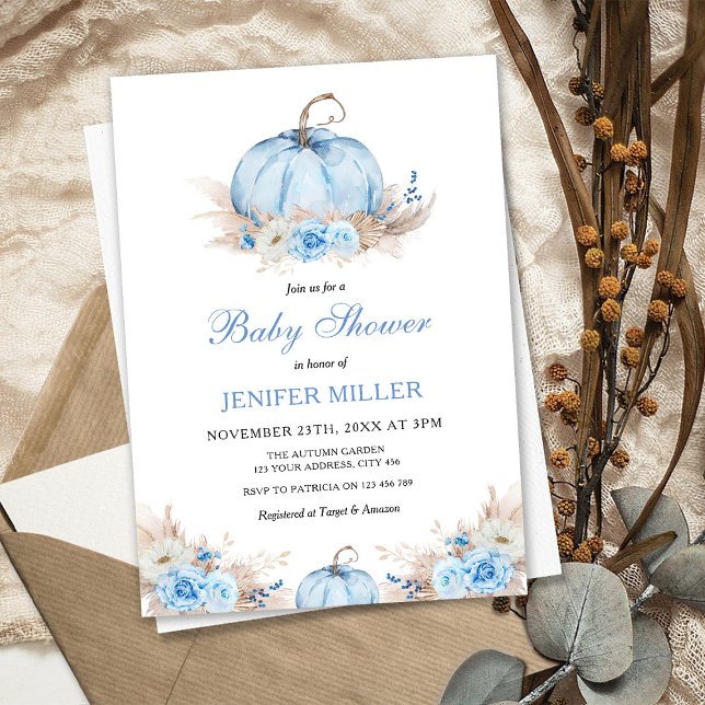 Blue Pumpkin Baby Shower Invitation (Creator Uploaded)