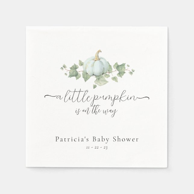 Blue Pumpkin Baby Shower Napkins (Front)