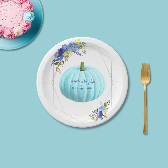 Blue Pumpkin Baby Shower Paper Plate (Creator Uploaded)