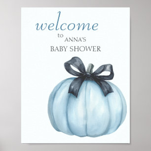 Blue Pumpkin Baby Shower Welcome Poster