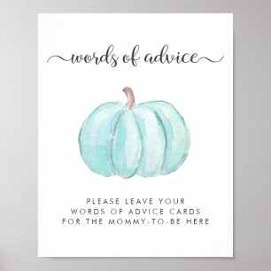 Blue Pumpkin Baby Shower Words Of Advice Drop Off Poster