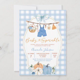 Blue Pumpkin Baby Sprinkle Invitation | Fall Baby