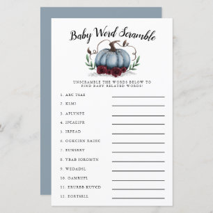 Blue Pumpkin Baby Word Scramble Game