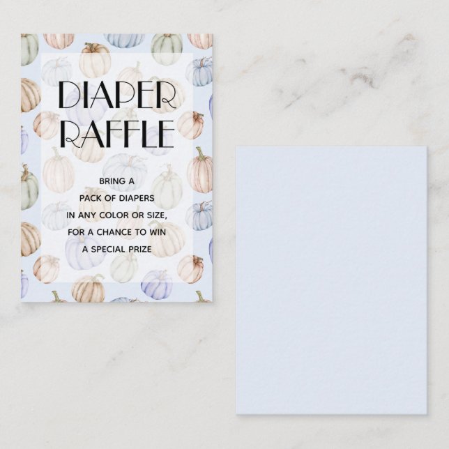 Blue Pumpkin Boy Baby Diaper Raffle Enclosure Card (Front/Back)