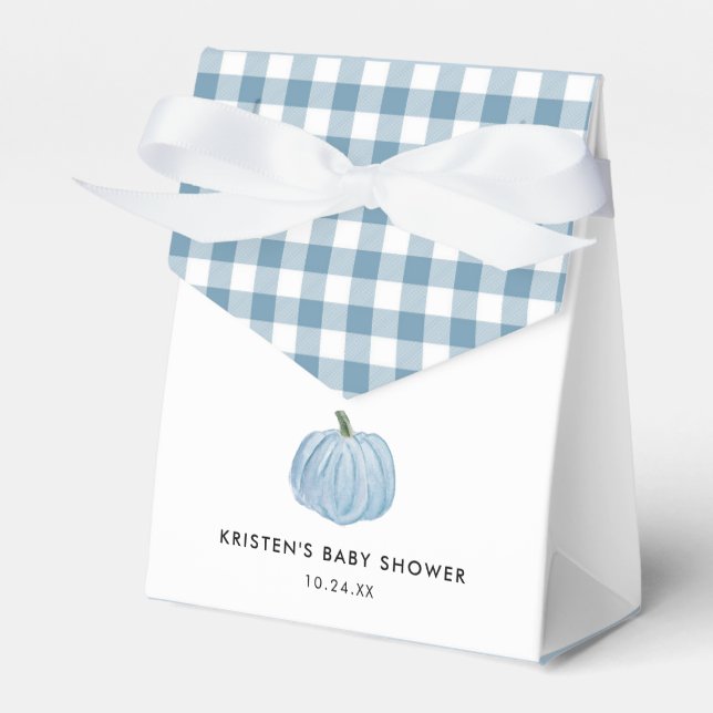 Blue Pumpkin Boy Baby Shower Favor Box (Front Side)