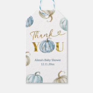 Blue Pumpkin Boy Baby Shower Favour Tag