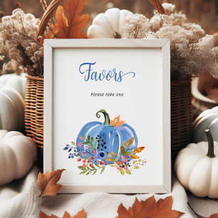 Blue Pumpkin Boy Baby Shower Favours Poster