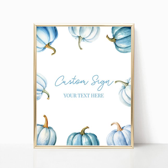 Blue Pumpkin Fall Autumn Custom Party Sign (Creator Uploaded)