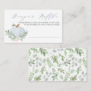 Blue Pumpkin Fall Baby Shower Diaper Raffle Game Enclosure Card