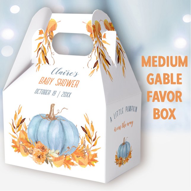 Blue Pumpkin Fall Boy Baby Shower Medium Gable Favor Box (Blue Pumpkin Medium Gable Favor Box - You can choose from 3 sizes of these gable favor boxes
)