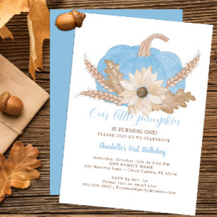 Blue Pumpkin First Birthday Invite