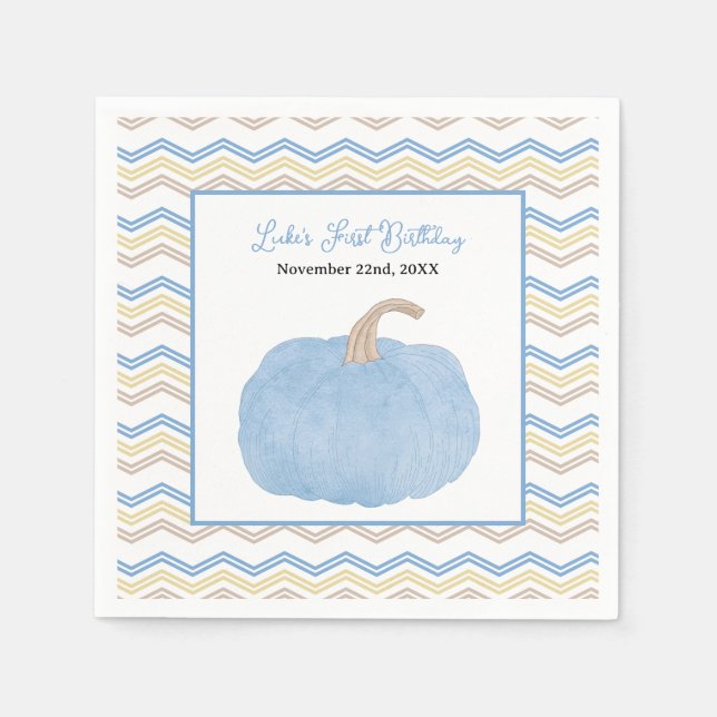 Blue Pumpkin First Birthday Napkins (Front)