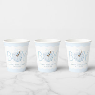 Blue Pumpkin It's a Boy Modern Fall Baby Shower Paper Cups