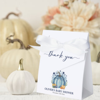 Blue Pumpkin On His Way Fall Boy Baby Shower Favor Box