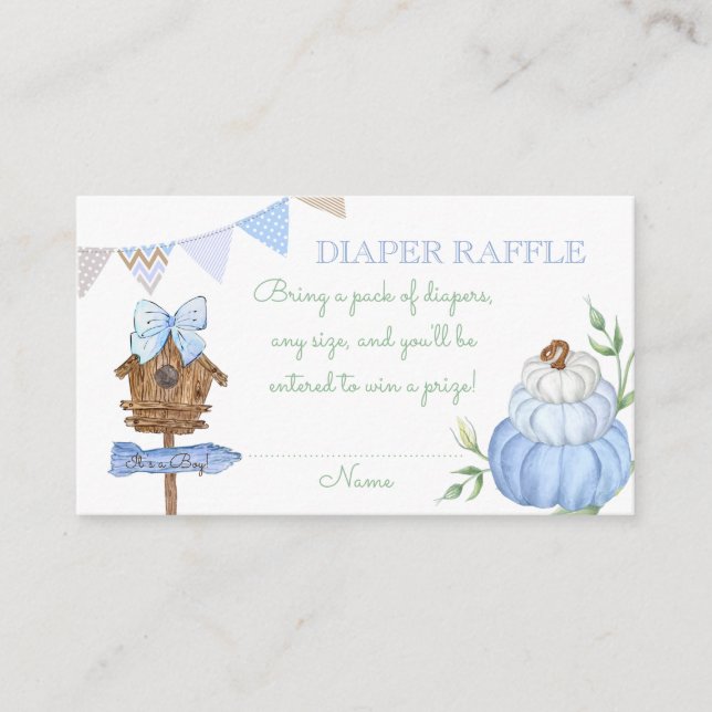 Blue Pumpkin Patch Diaper Raffle Enclosure Card (Front)