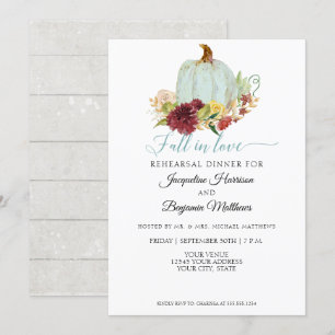 Blue Pumpkin Rustic Burgundy Floral Rehearsal Invitation