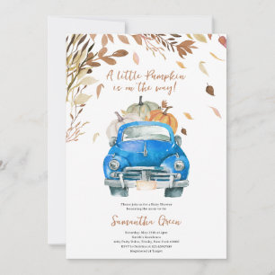 Blue Pumpkin Truck Baby Shower Invitation