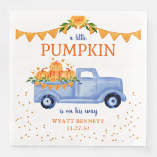 Blue Pumpkin Truck Baby Shower Napkins