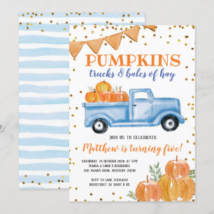 Blue Pumpkin Truck Birthday Invitation