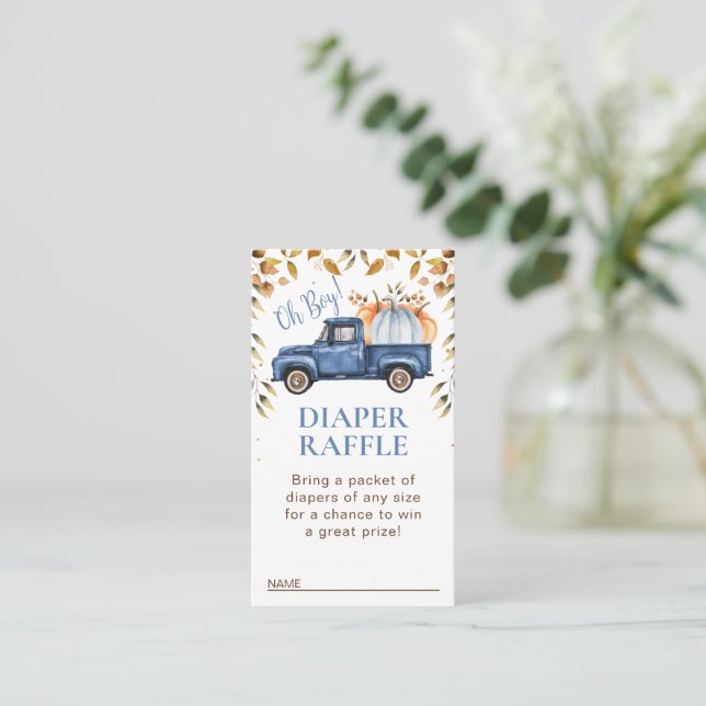 Blue Pumpkin Truck Foliage Diaper Raffle Insert (Standing Front)