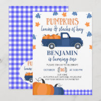 Blue Pumpkin Truck Pumpkin Leaves And Hay Birthday