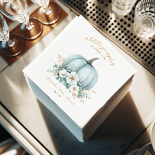 Blue Pumpkin Watercolor Boy Baby Shower Napkins