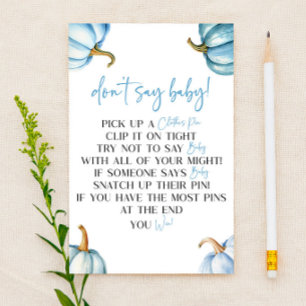 Blue Pumpkins Fall Don't Say Baby Shower Game