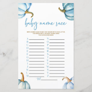 Blue Pumpkins Fall Name Race Baby Shower Game