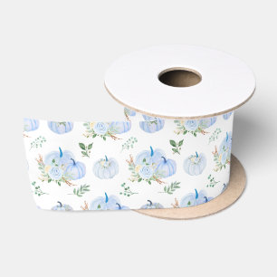 Blue Pumpkins Floral Satin Ribbon