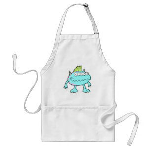blue punk mohawk monster many eyes standard apron