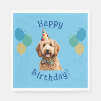 Blue Puppy Dog Birthday Paw-ty Napkin