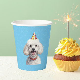Blue Puppy Dog Birthday Paw-ty Paper Cups