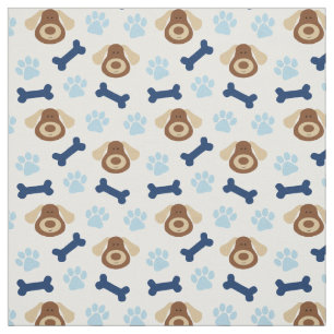 Blue Puppy Dog  Fabric