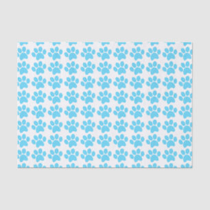 Blue Puppy Dog Paw Prints Pattern Tissue Paper