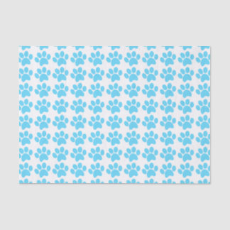 Blue Puppy Dog Paw Prints Pattern Tissue Paper