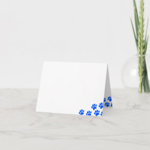 Blue Puppy Paw Prints Blank Note Card