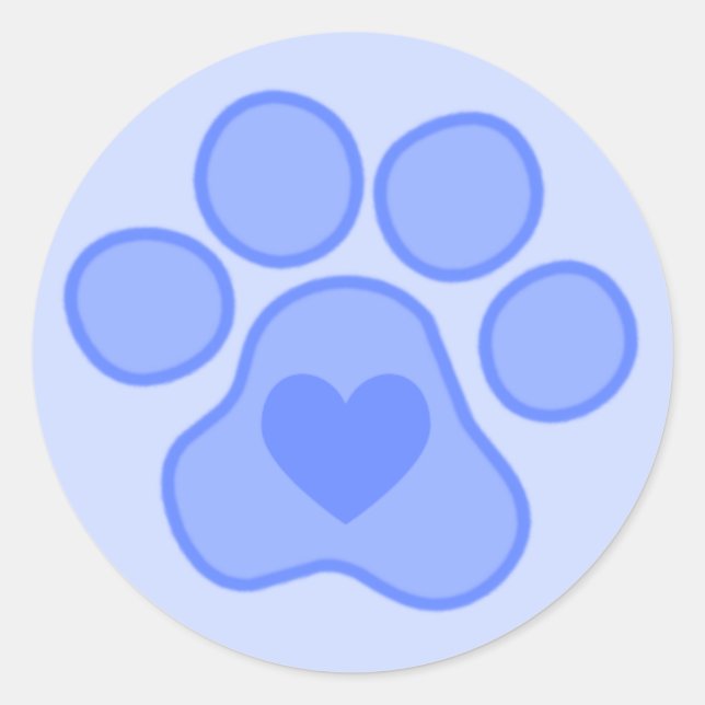 Blue Puppy Paws Heart Sticker (Front)