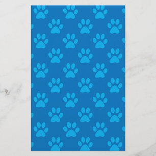 Blue puppy paws pattern stationery