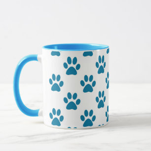 Blue puppy paws print coffee mug