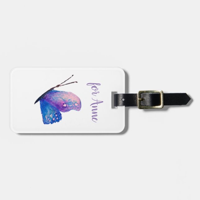 Blue, Purle Butterfly  Art Luggage Tag (Front Horizontal)