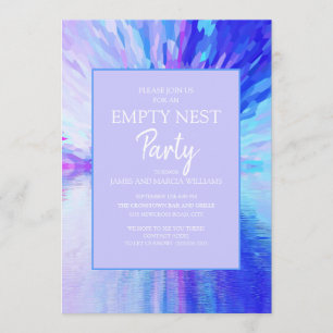 Blue Purple Abstract Empty Nest Party Invitation