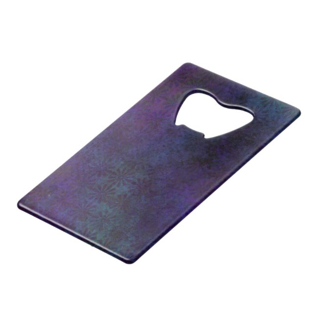 Blue & Purple Abstract, Grungy Digital Art Wallet Bottle Opener (Back Angled)