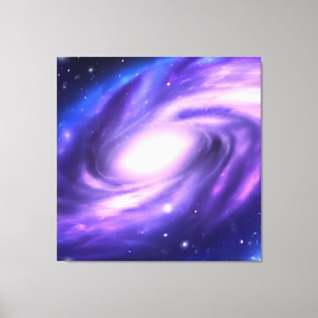 Blue Purple Acrylic Paint Galaxy Stretched Canvas (Front)