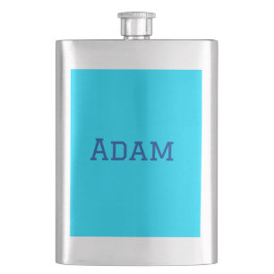Blue purple add name text back to school message s hip flask