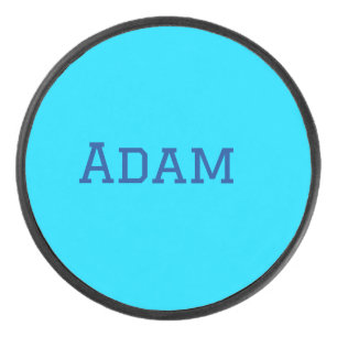 Blue purple add name text back to school message s hockey puck