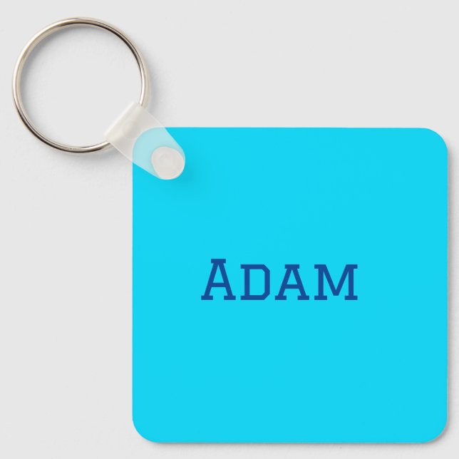 Blue purple add name text back to school message s keychain (Front)