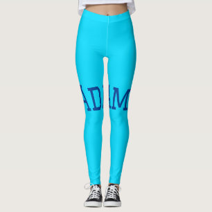 Blue purple add name text back to school message s leggings