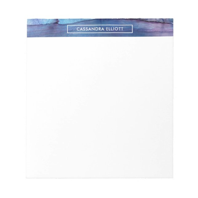 Blue & Purple Alcohol Ink Liquid Abstract Art Notepad (Front)