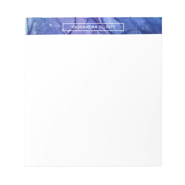 Blue & Purple Alcohol Ink Liquid Abstract Art Notepad (Front)